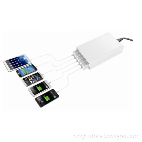 5-Port USB Charger UK plug+multi color 32W A High Speed family size Multiple Desktop wall charger